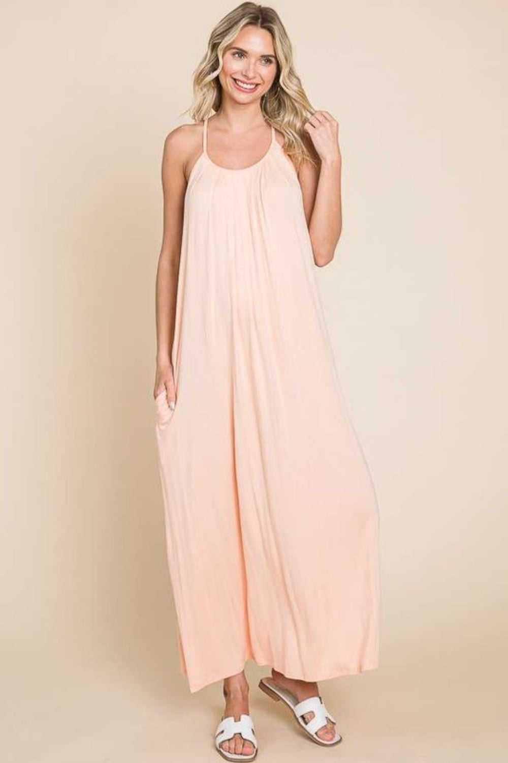 Culture Code Full Size Tie Back Maxi Cami Dress