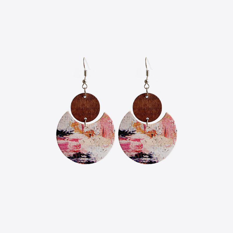 Wood &amp; PU Drop Earrings