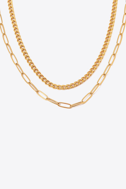 18K Gold Plated Layered Chain Necklace