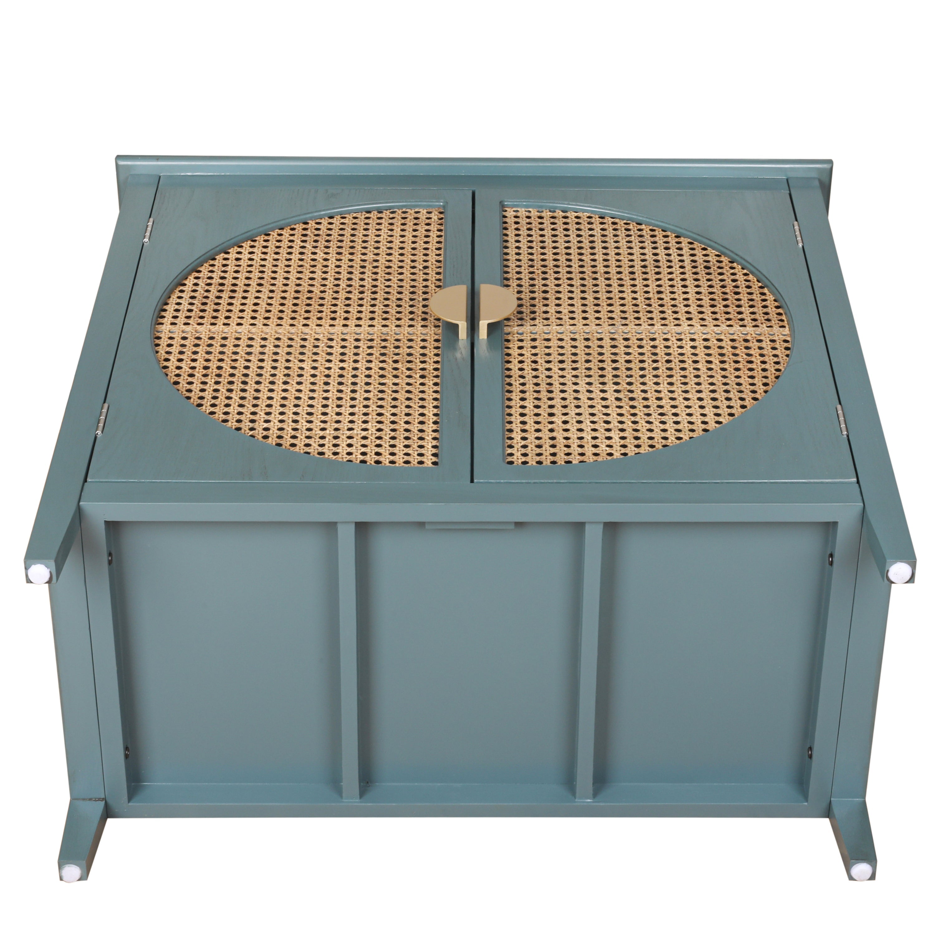 2 Doors Cabinet With Natural Rattan Weaving-12