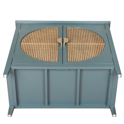 2 Doors Cabinet With Natural Rattan Weaving-12