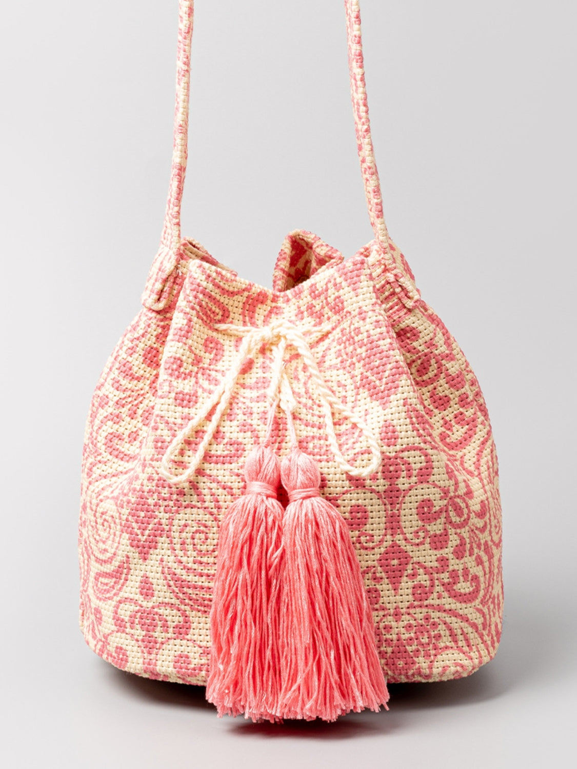 Drawstring Tassel Geometric Shoulder Bag