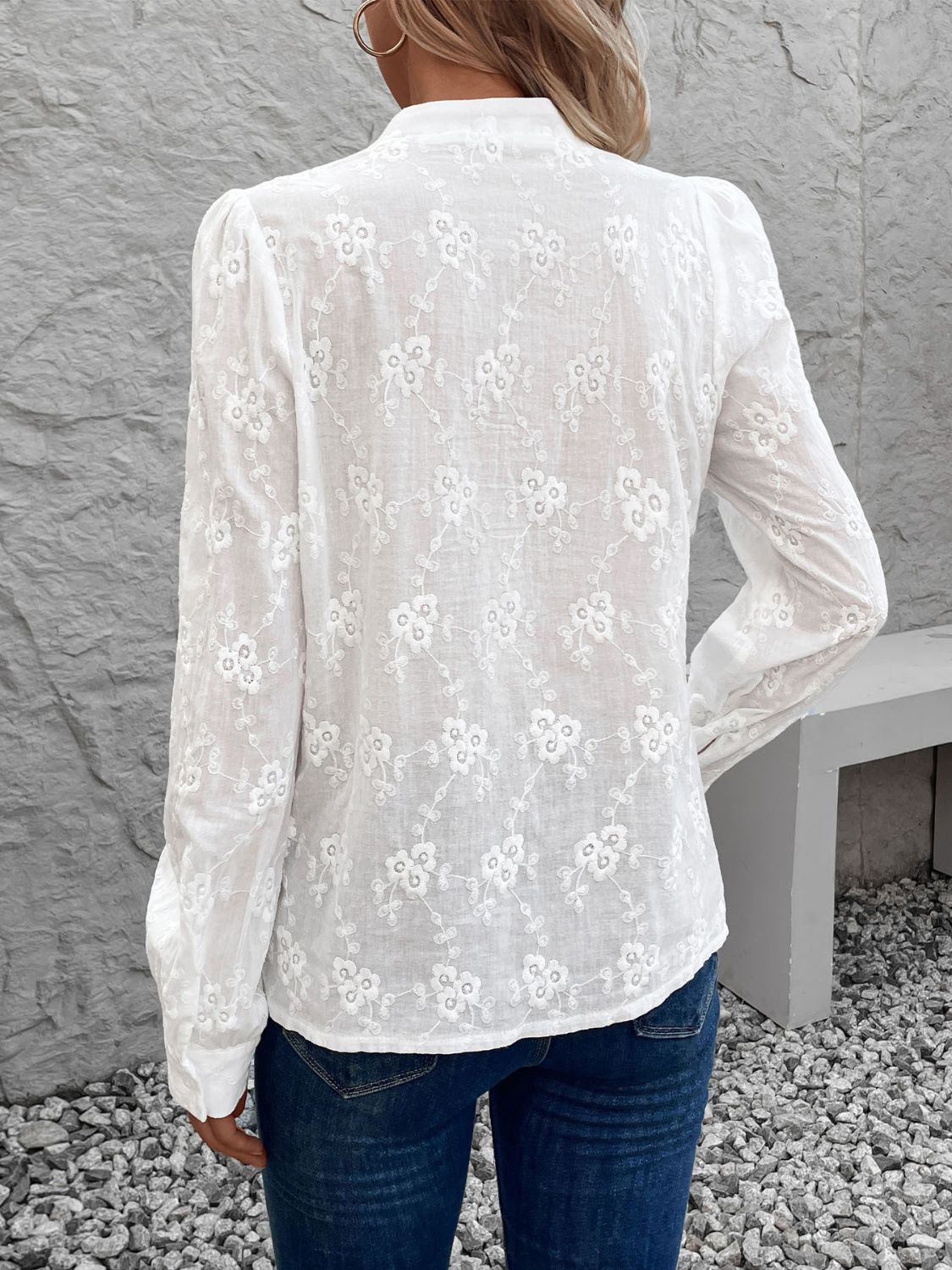 Notched Long Sleeve Shirt