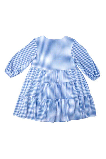 Gingham checked tiered dress