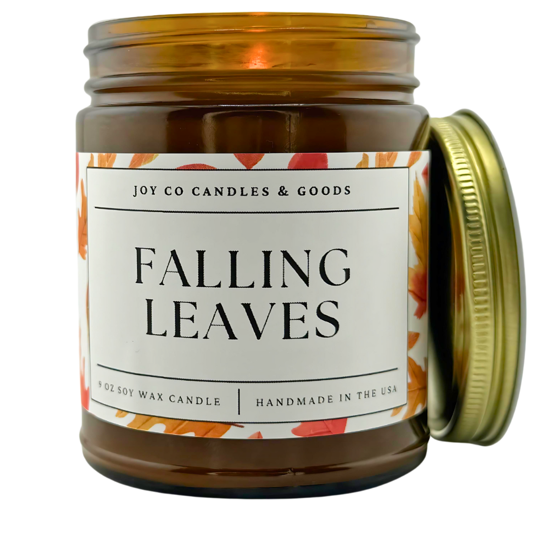 Falling Leaves 9 oz Soy Wax Candle, Fall Decor, Handmade in the USA