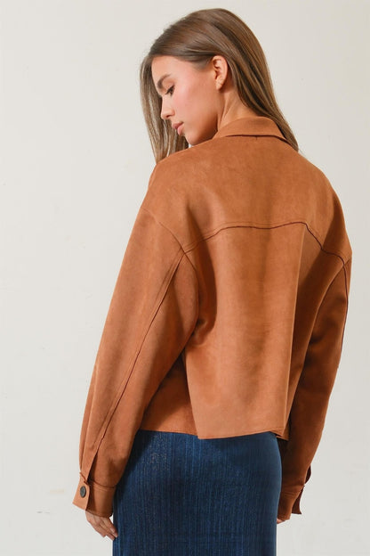 HYFVE Suede Button Down Cropped Jacket