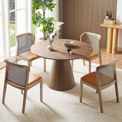 Round Modern Walnut Dining Table-5