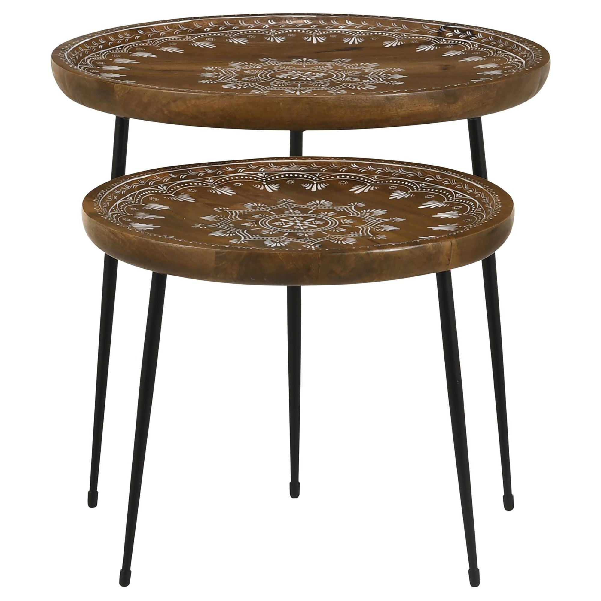 Honey and Black 2-Piece Nesting Table-5