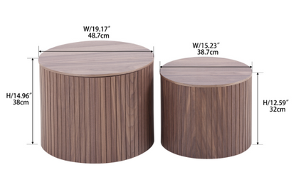 Set of 2 Handcrafted Round Coffee Tables-3