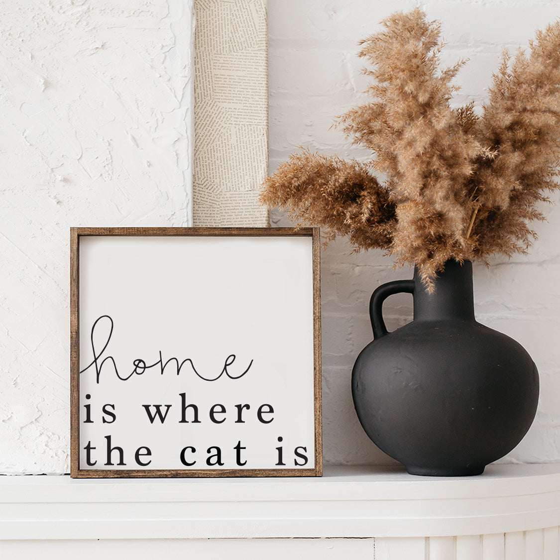 Home Is Where The Cat Is Wood Sign-0