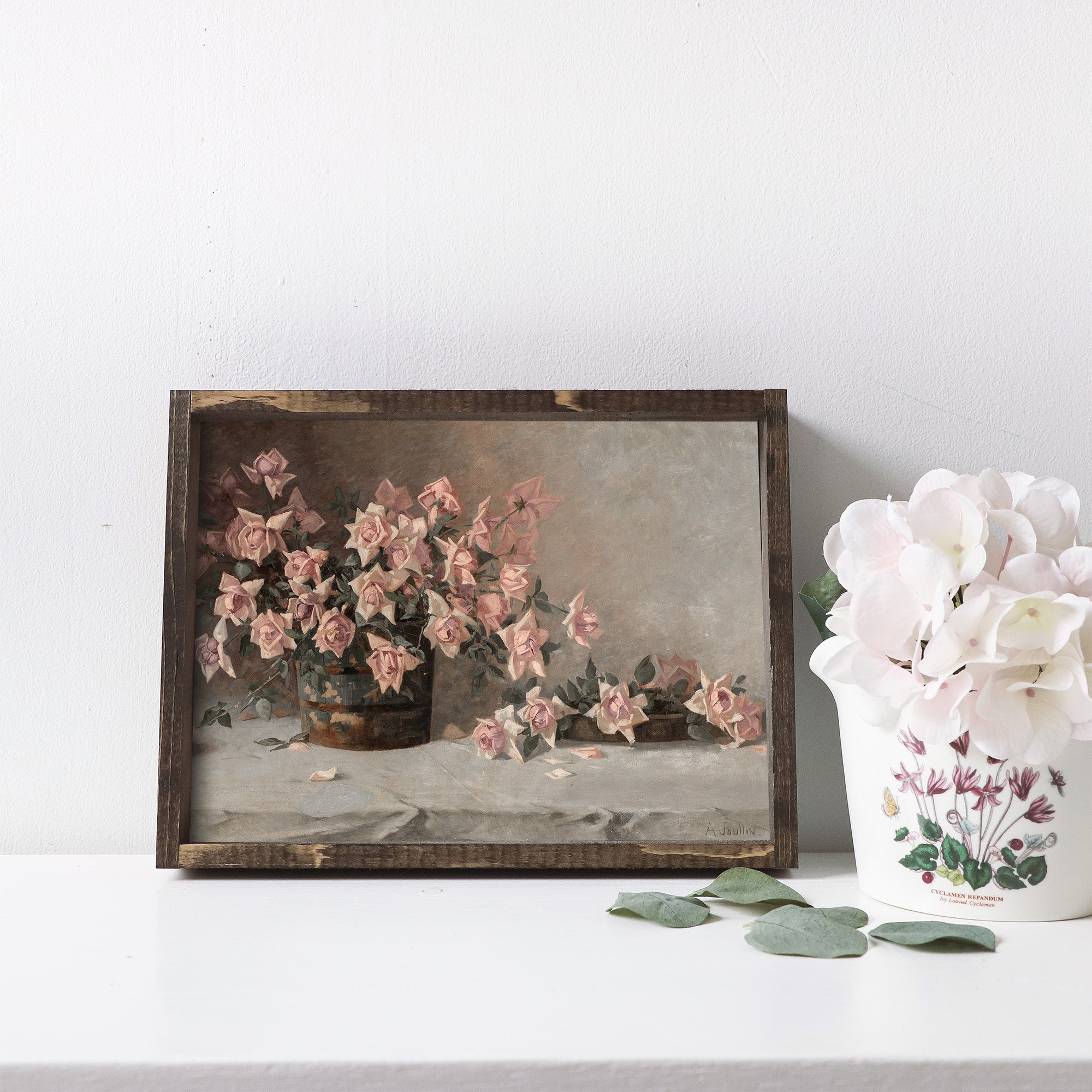 Vintage Art Framed | Bucket Of Roses A03-3