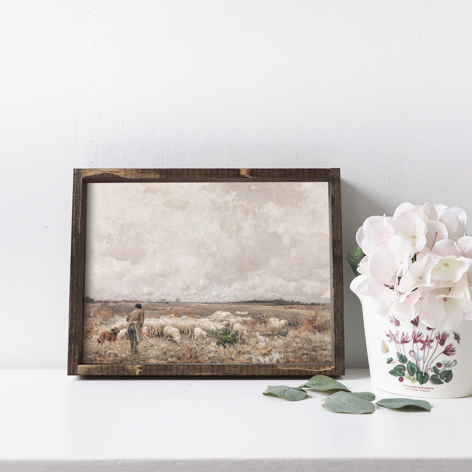 Vintage Print Framed | Landscape Sheep A83-0