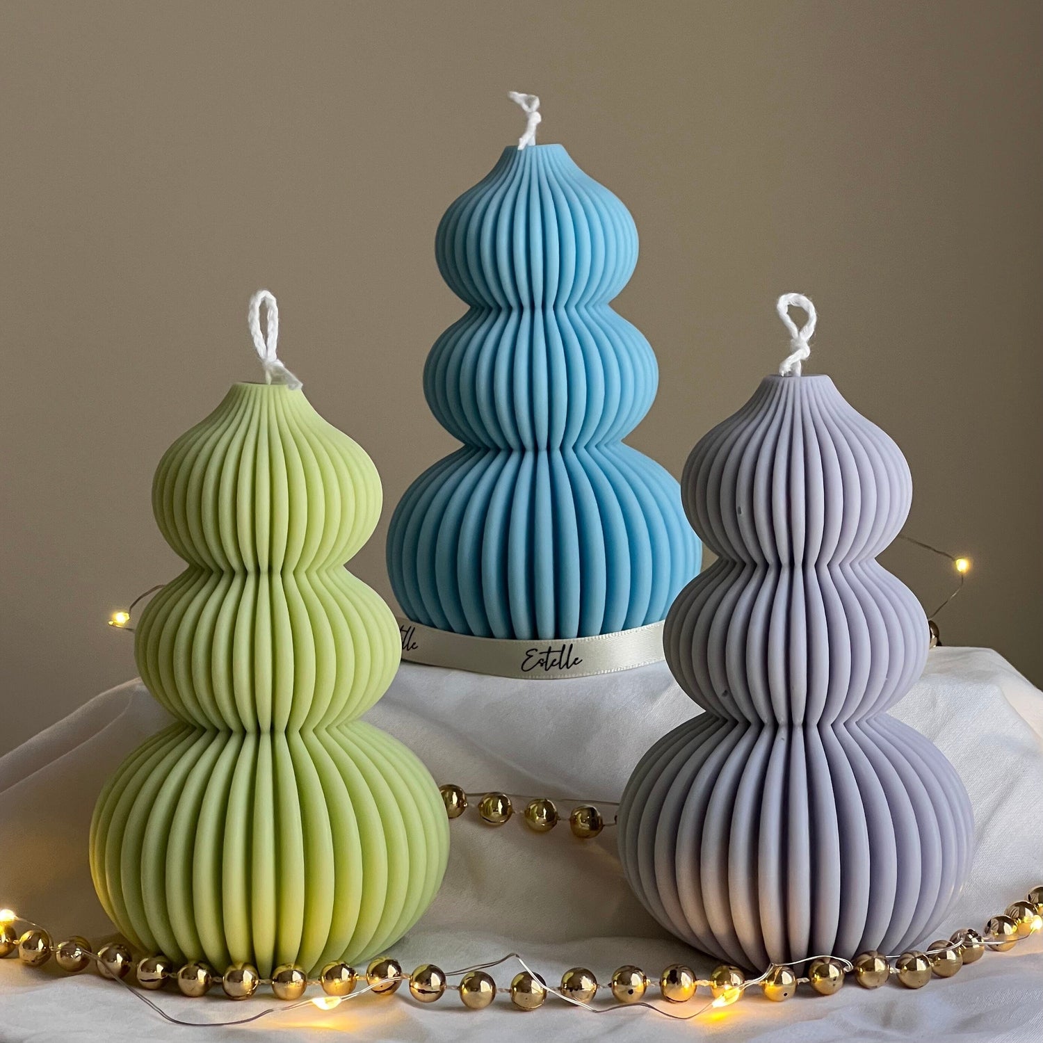 Wavy Ribbed Christmas Tree Candle-0