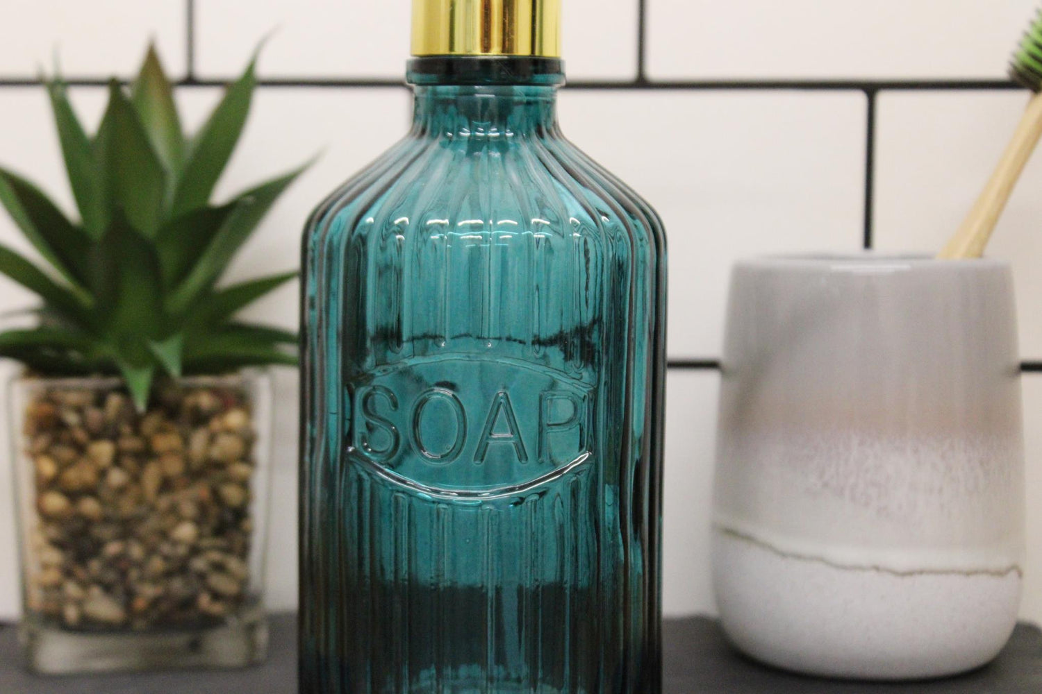 Blue Glass Soap Dispenser-3