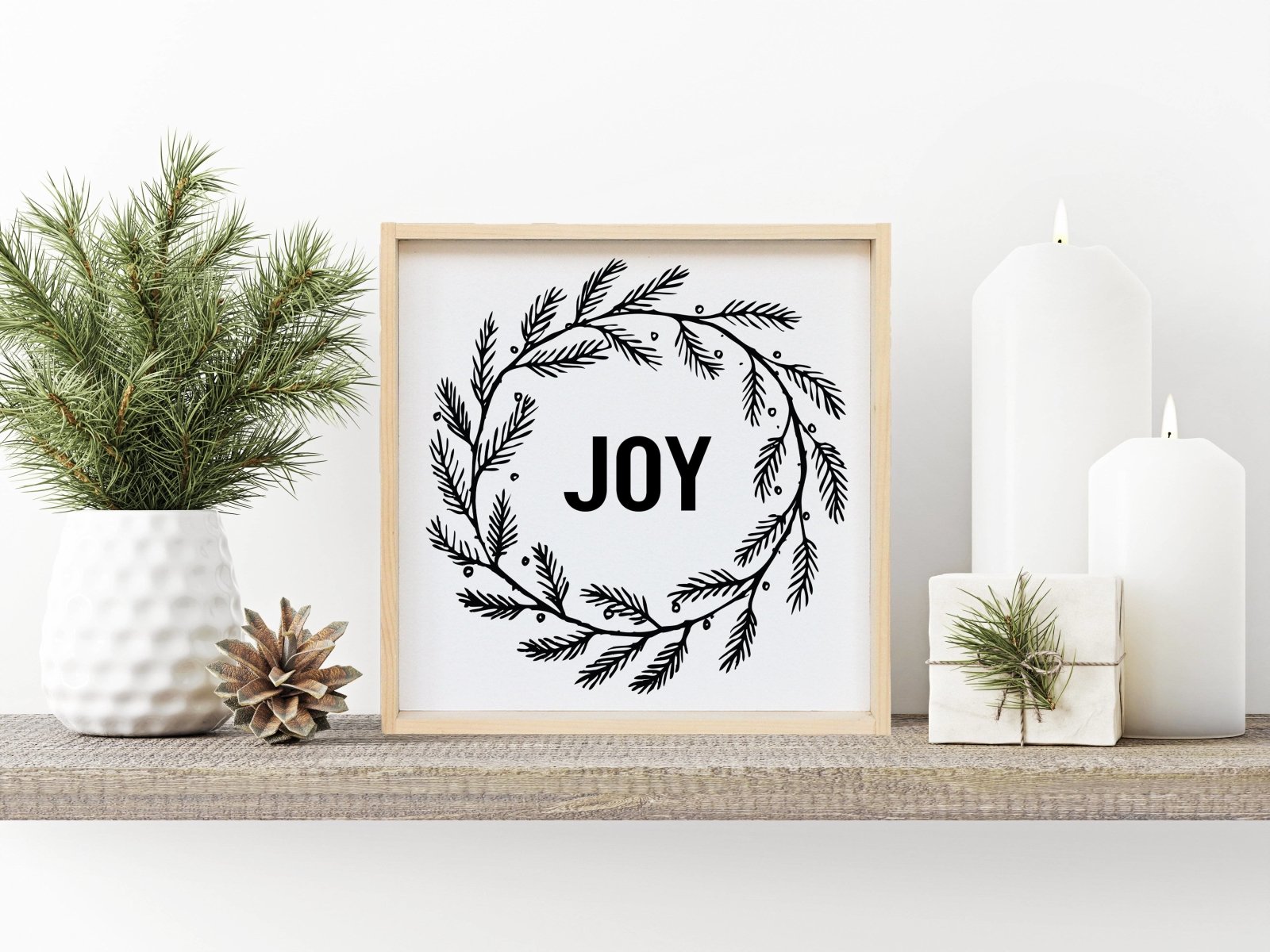 Joy Wreath Wood Sign-8