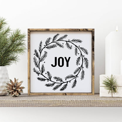 Joy Wreath Wood Sign-2