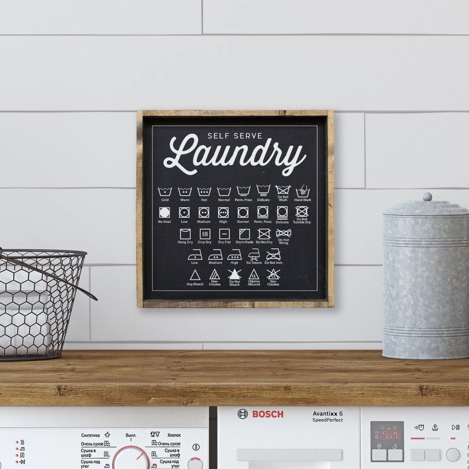 Laundry Symbols Wood Sign-0