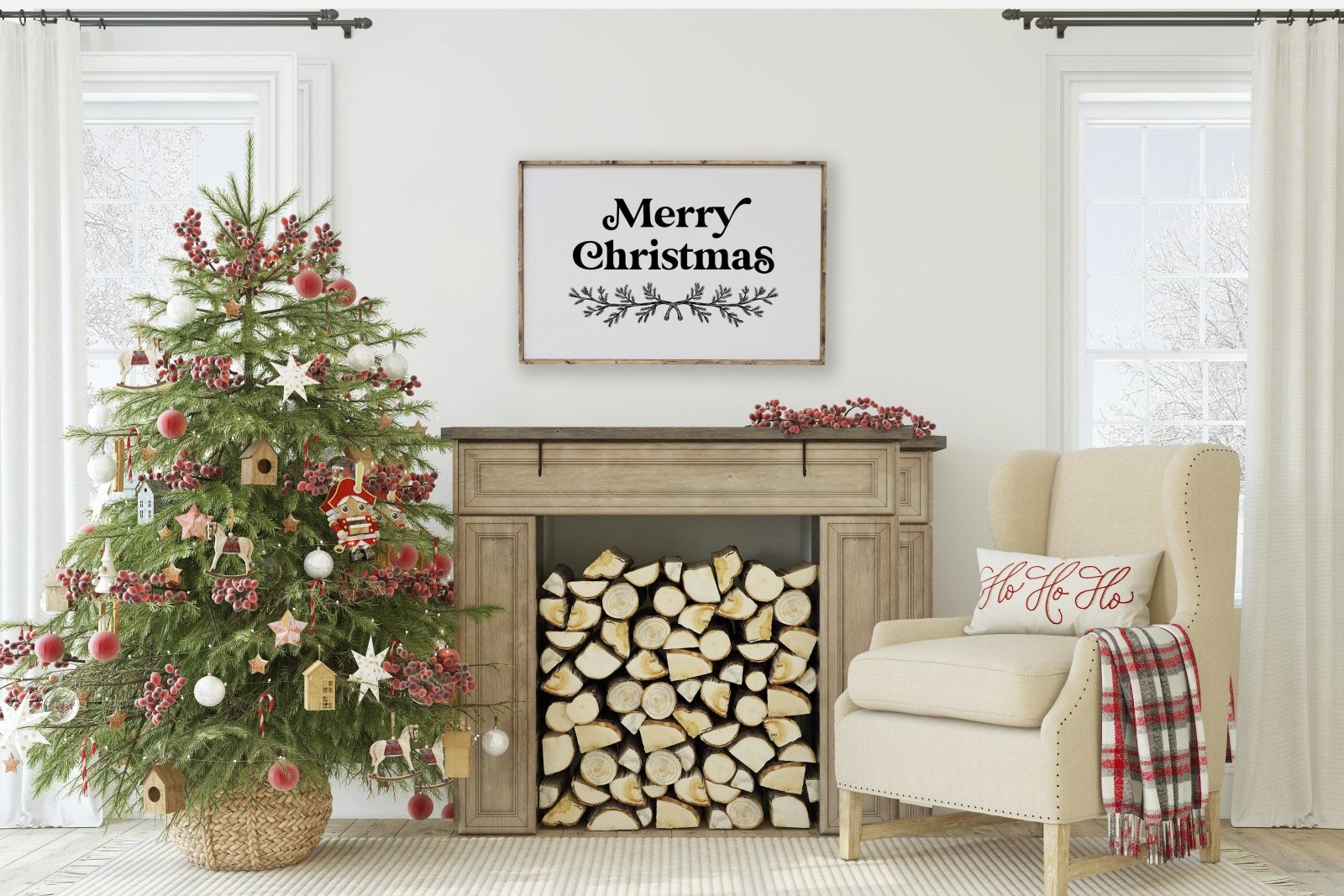 Merry Christmas Large Wood Sign-1