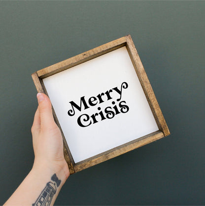 Merry Crisis Mini Wood Sign-0