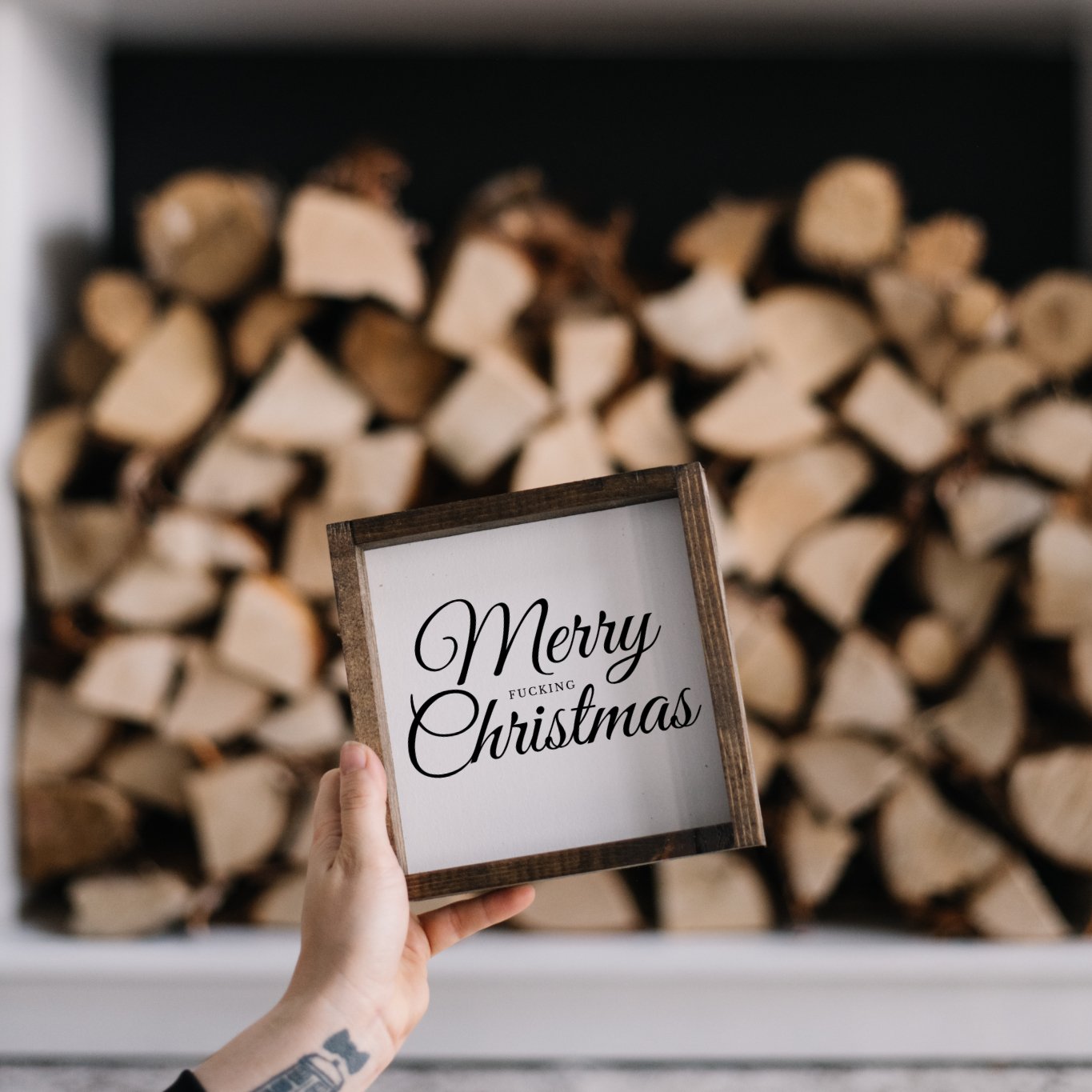 Merry Fucking Christmas Mini Wood Sign-0