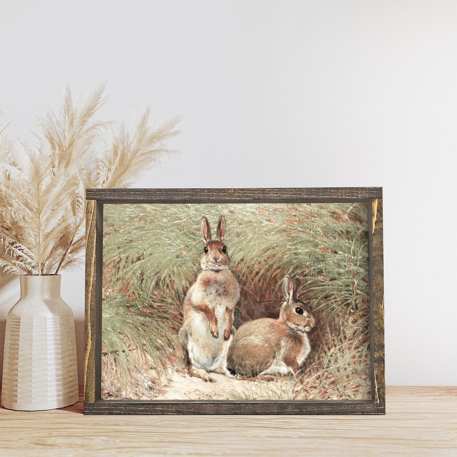 Vintage Print Framed | Spring Bunnies Painting A97-0