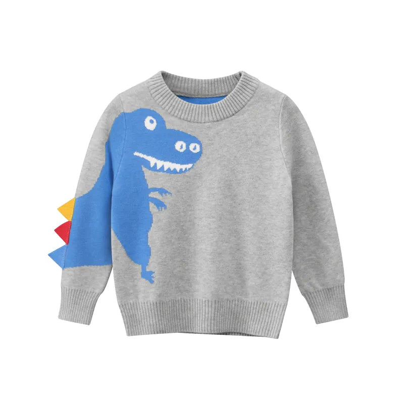 Baby Boy Cartoon Dinosaur Embroidered Pattern Knitted Lovely Sweater-0