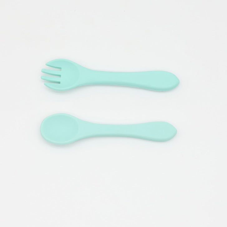 Baby Food Grade Complementary Food Training Silicone Spoon Fork Sets-7