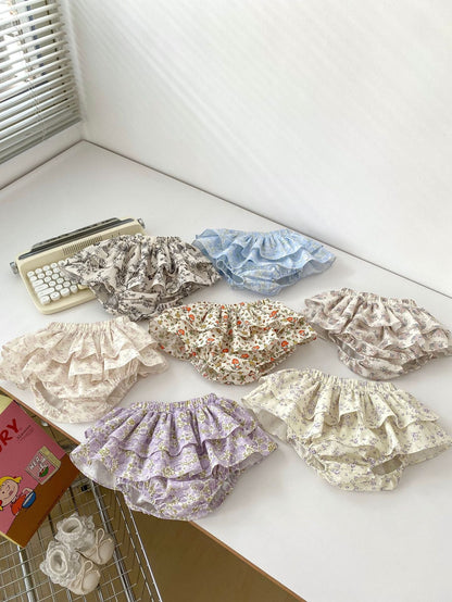 New Arrival Cute Baby Girls Floral Ruffle Shorts Bloomers-1