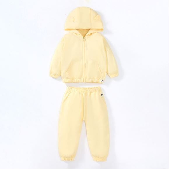 Baby Unisex Solid Color Cartoon Shape Casual Cardigan Sets-0