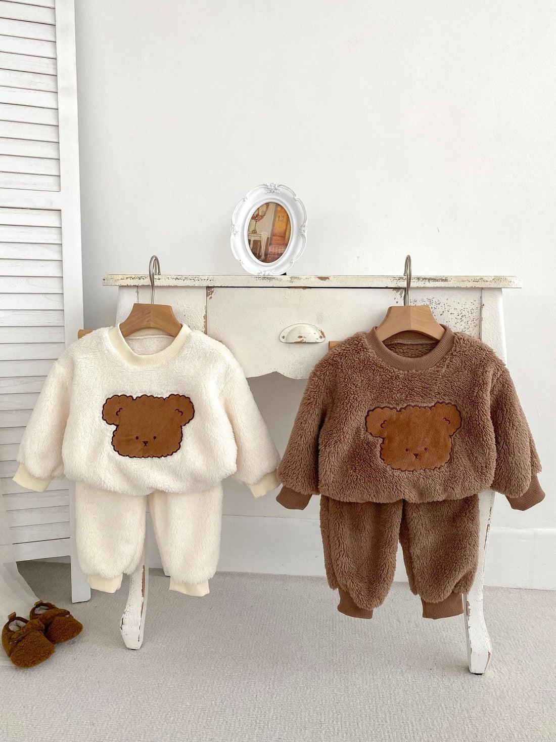 Winter Baby Thick Thermal Long Sleeve Teddy Bear Knitted Sweater And Pants Two Pieces Sets-0