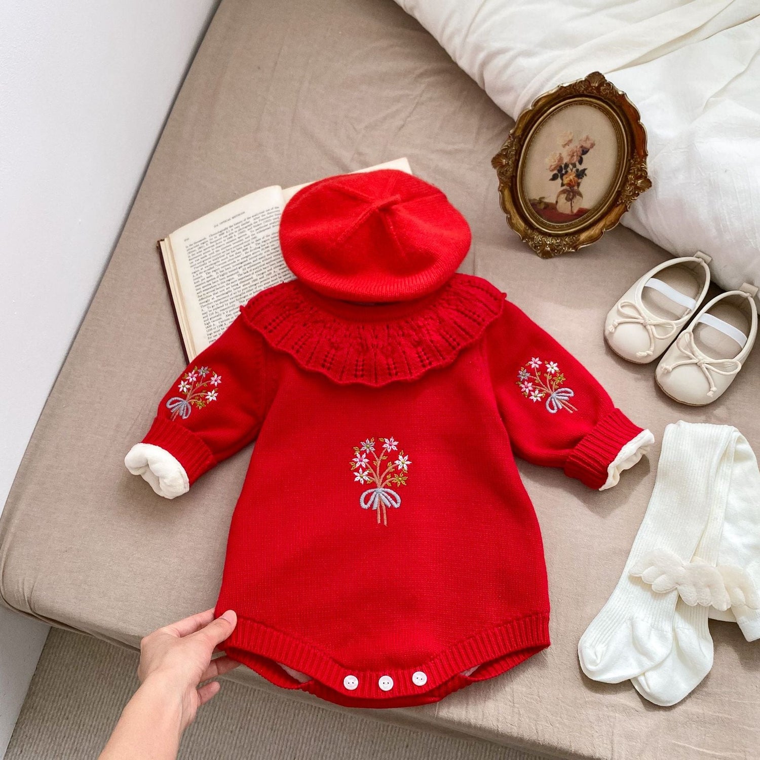 Long Sleeve 100% Cotton Velvet-In Knitwear Romper In Winter-3