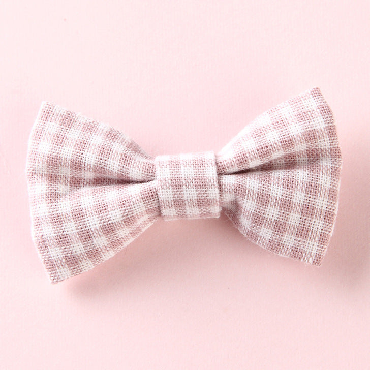 Girls Plaid Pattern Bow Tie Hair Fabric Clips Handmade Accessory-10