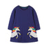 Girls’ Cartoon Pattern Embroidery Crew Neck Dress-0