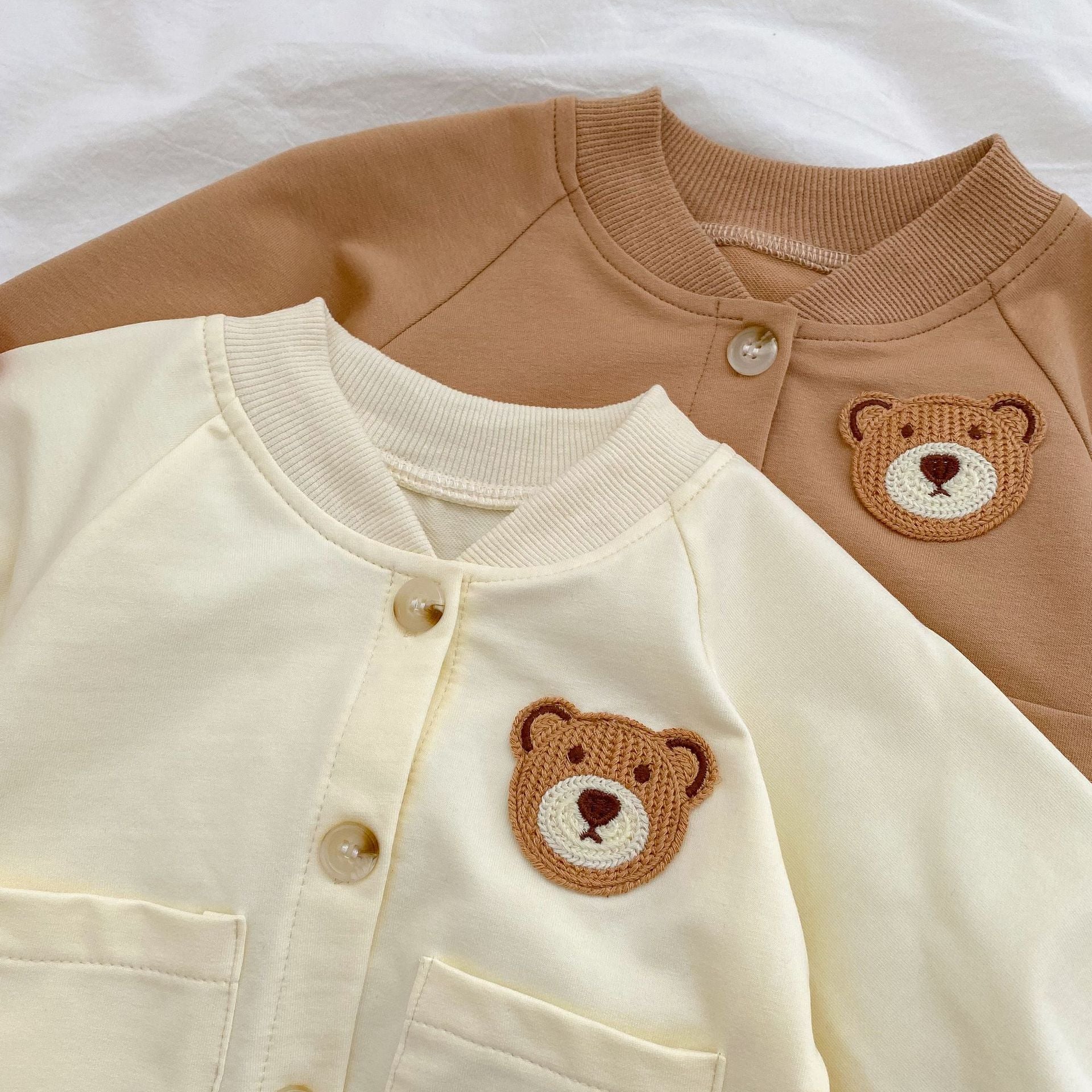 Baby Cartoon Bear Patched Pattern Cute Style Romper And Coat-10