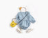 Baby Girl Solid Color Ruffle Design Denim Long Sleeved Bodysuit Onesies-0