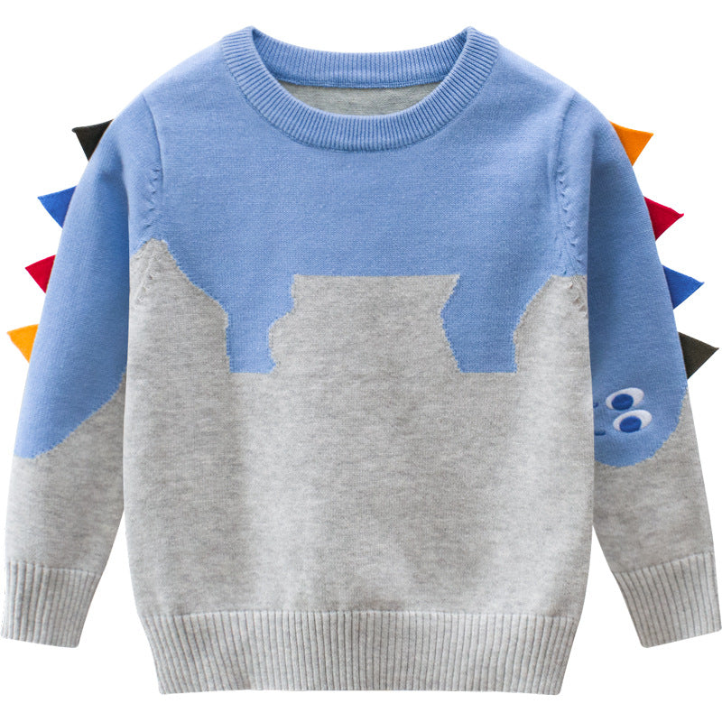 Baby Boy Cartoon Dinosaur Embroidered Pattern Knitted Lovely Sweater-9