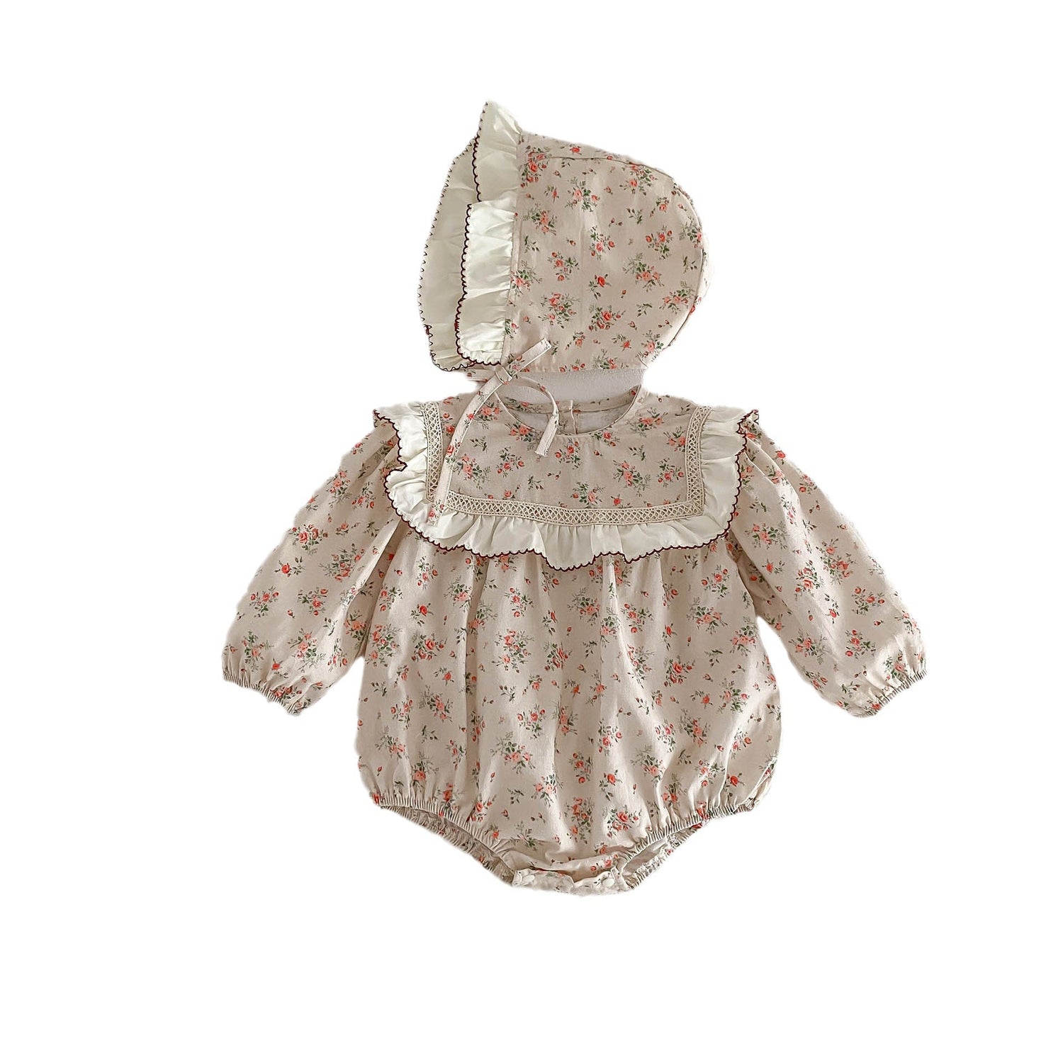 New Arrival Baby Floral Onesie For Girls With Hat-0