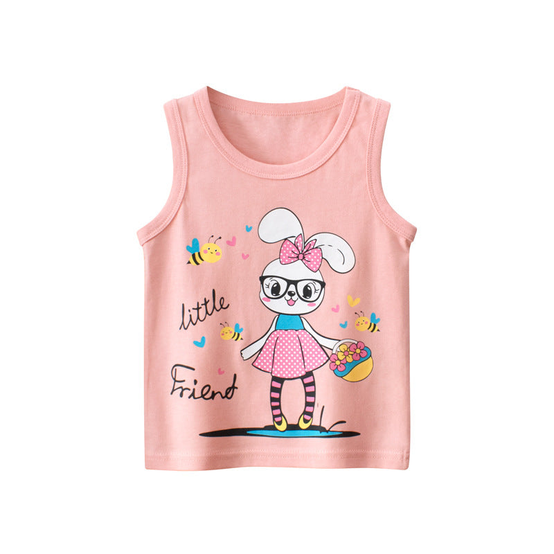 Baby Girl Rabbit Pattern Sleeveless Cotton Vest-0