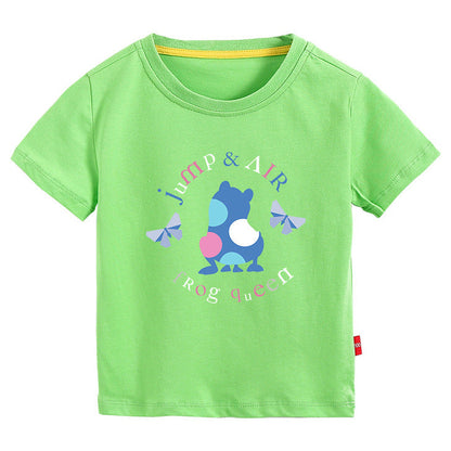 Baby Colorful Frog Print Pattern Short-Sleeved Round Collar Casual T-Shirt In Summer-9