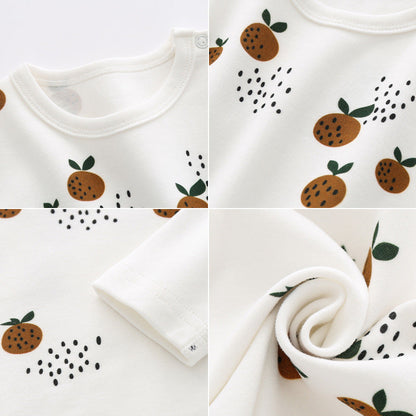 Baby 1pcs Allover Fruit Graphic Long Sleeve Bottoming Shirt &amp; Trousers Sets-9