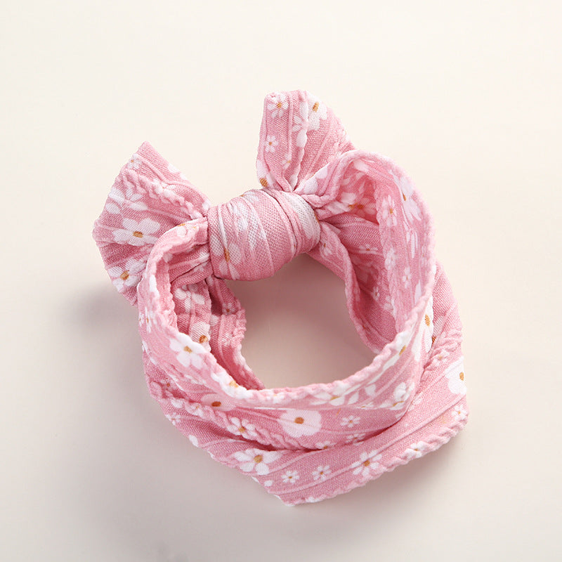 Baby Floral Print Soft Big Bow Headband-9