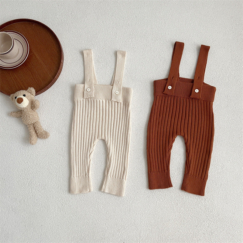 New Autumn And Winter Solid Color Knitted Overalls Quality-0