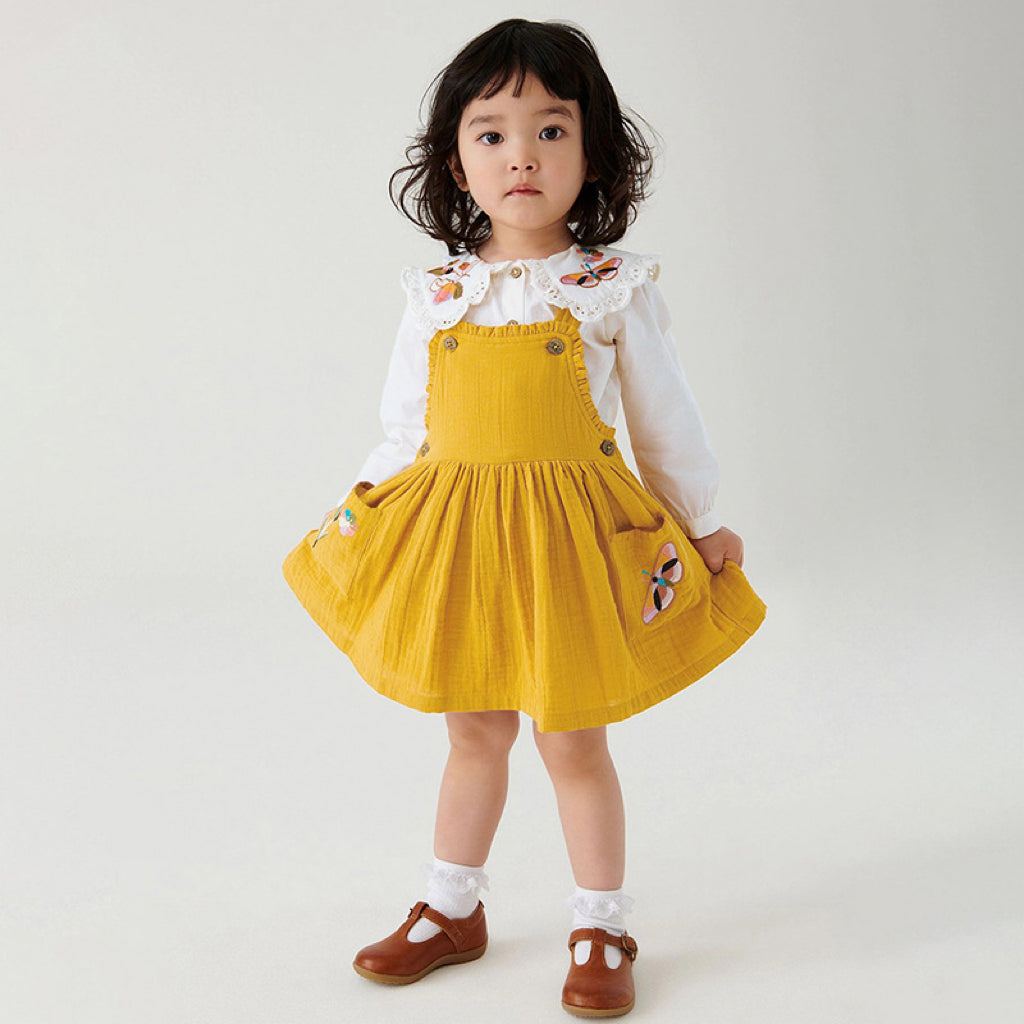 Embroidered Pattern Doll Neck Short &amp; Dress Sets-1