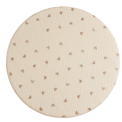 Bear Stitched Floor Mat, Embroidered, Round Shape, Detachable And Washable Baby Crawling Mat-2