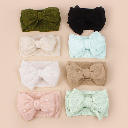 Baby Various Color Bow Tie Patched Design Elastic Headbands-0