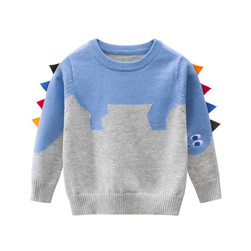 Baby Boy Cartoon Dinosaur Embroidered Pattern Knitted Lovely Sweater-10