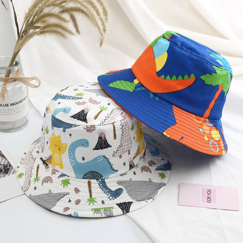 Baby Boy Cartoon Animal &amp; Cactus Pattern Sunshade Bowl Hats-0