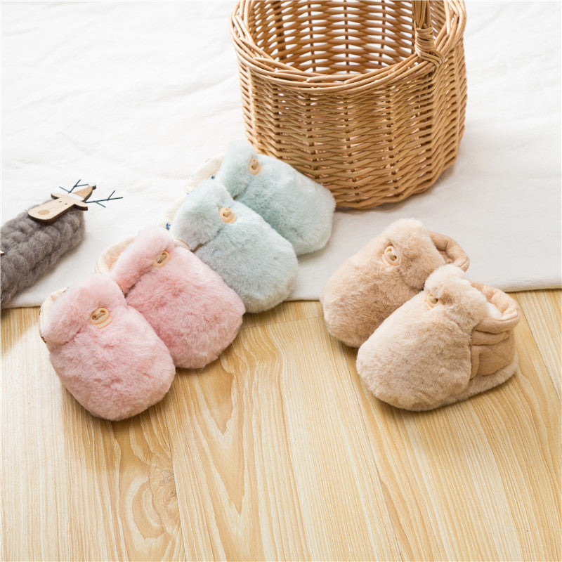 Newborn Baby Solid Color Plush Warm Shoes Outfits In Autumn &amp; Winter-0