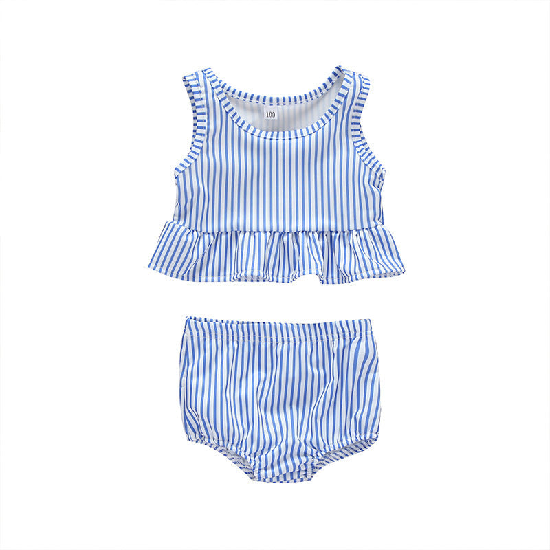 Baby Girl Striped Graphic Ruffle Tops Combo Shorts 1-Pieces Swimsuit-11