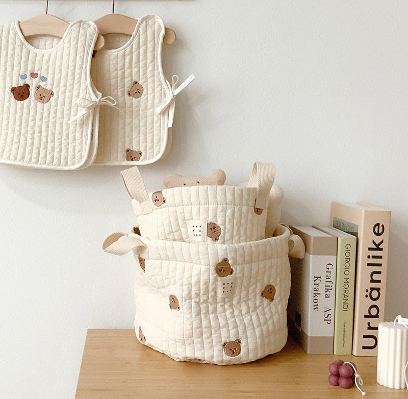 Baby Embroidered Pattern Baby Bottle Storage Basket-2